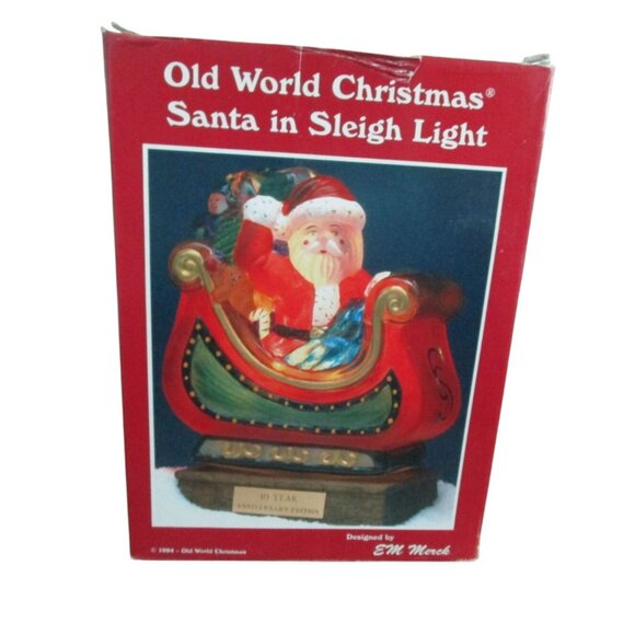 Old World Christmas Santa In Sleigh Light 10th Anniversary Edition Hand Painted - Picture 4 of 16